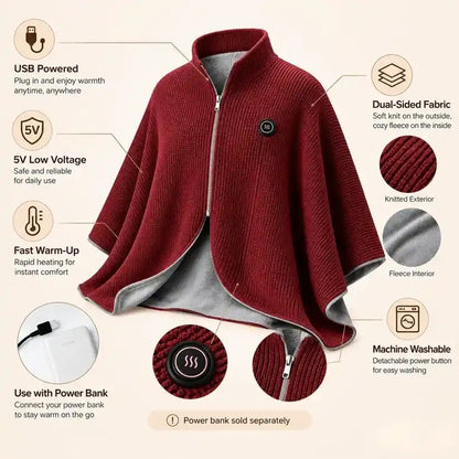 Wearable Heated Shawl 3 Heat Levels Portable Heated Shawl