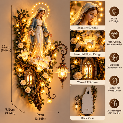 🏡HOT SALE🔥🙏 Blessed Mother Lighted Wall Décor | Virgin Mary 3D Religious Wall Art with Warm Ambient Glow