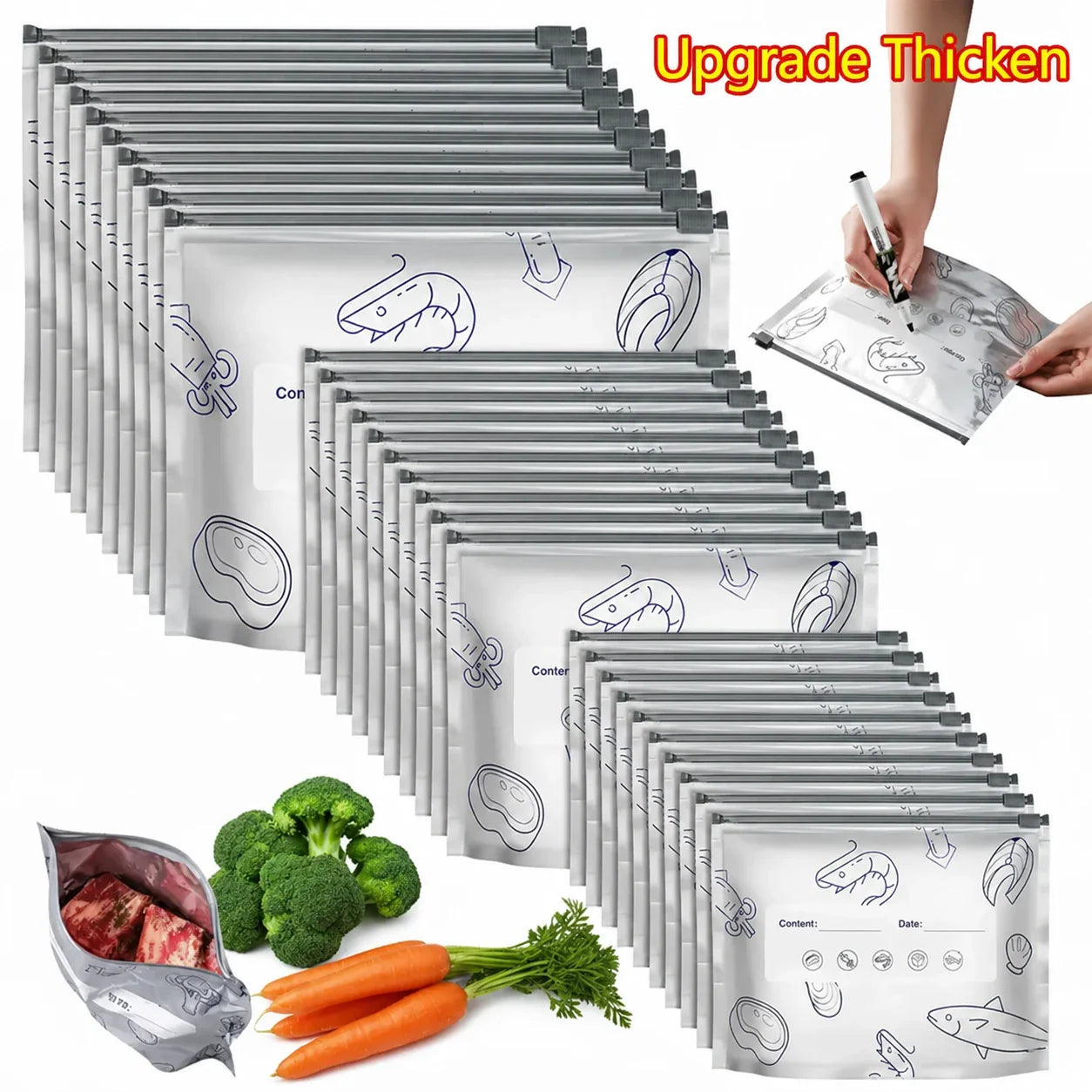 Reusable Stand-Up Aluminum Foil Storage Bags with Zipper | Posiyo