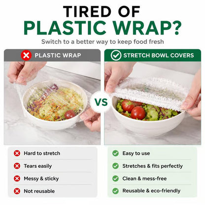 100PCS Disposable Stretch Food Covers for Bowls & Plates, Elastic Bowl Covers