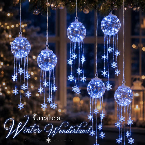 Winter Magic Snowflake Waterfall – Hanging LED Christmas Decorations❄️