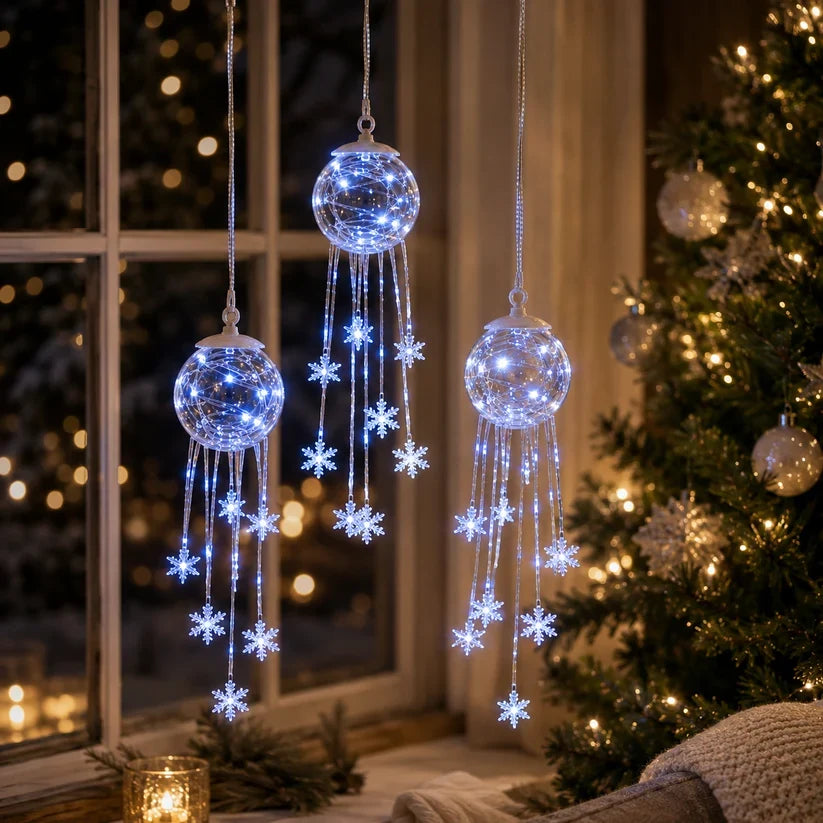 Winter Magic Snowflake Waterfall – Hanging LED Christmas Decorations❄️