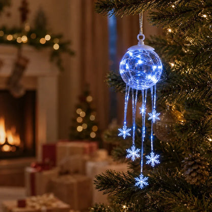 Winter Magic Snowflake Waterfall – Hanging LED Christmas Decorations❄️