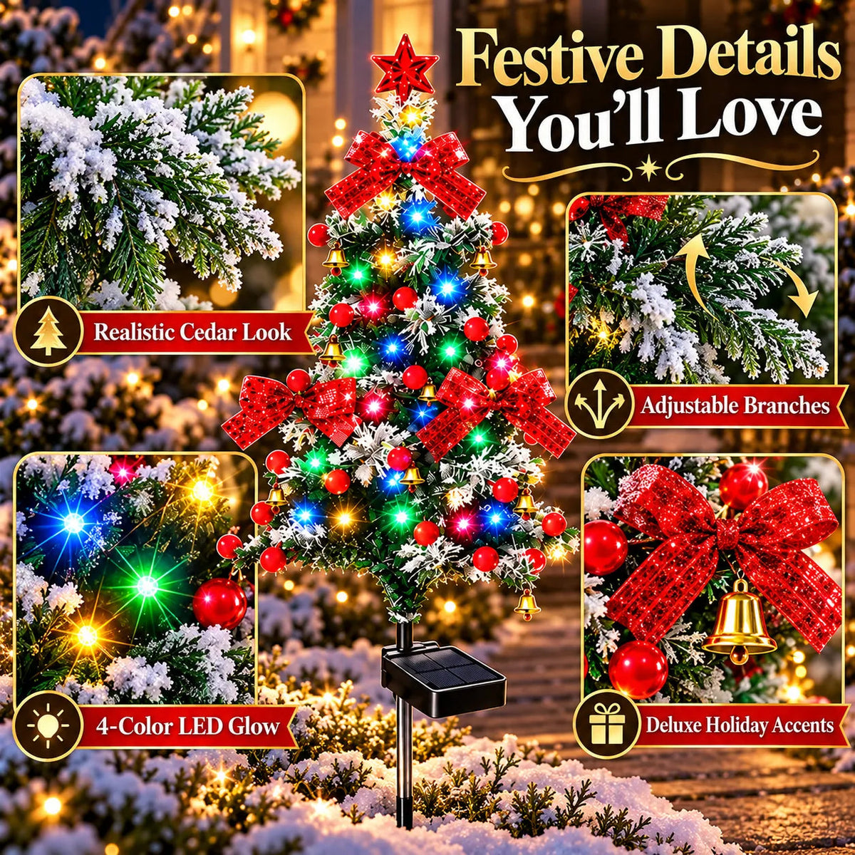 🔥 Solar Cedar Christmas Tree Lights🔥| Festive Outdoor Holiday Decor