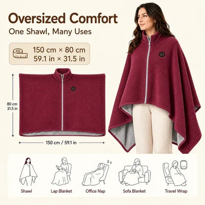 Wearable Heated Shawl 3 Heat Levels Portable Heated Shawl
