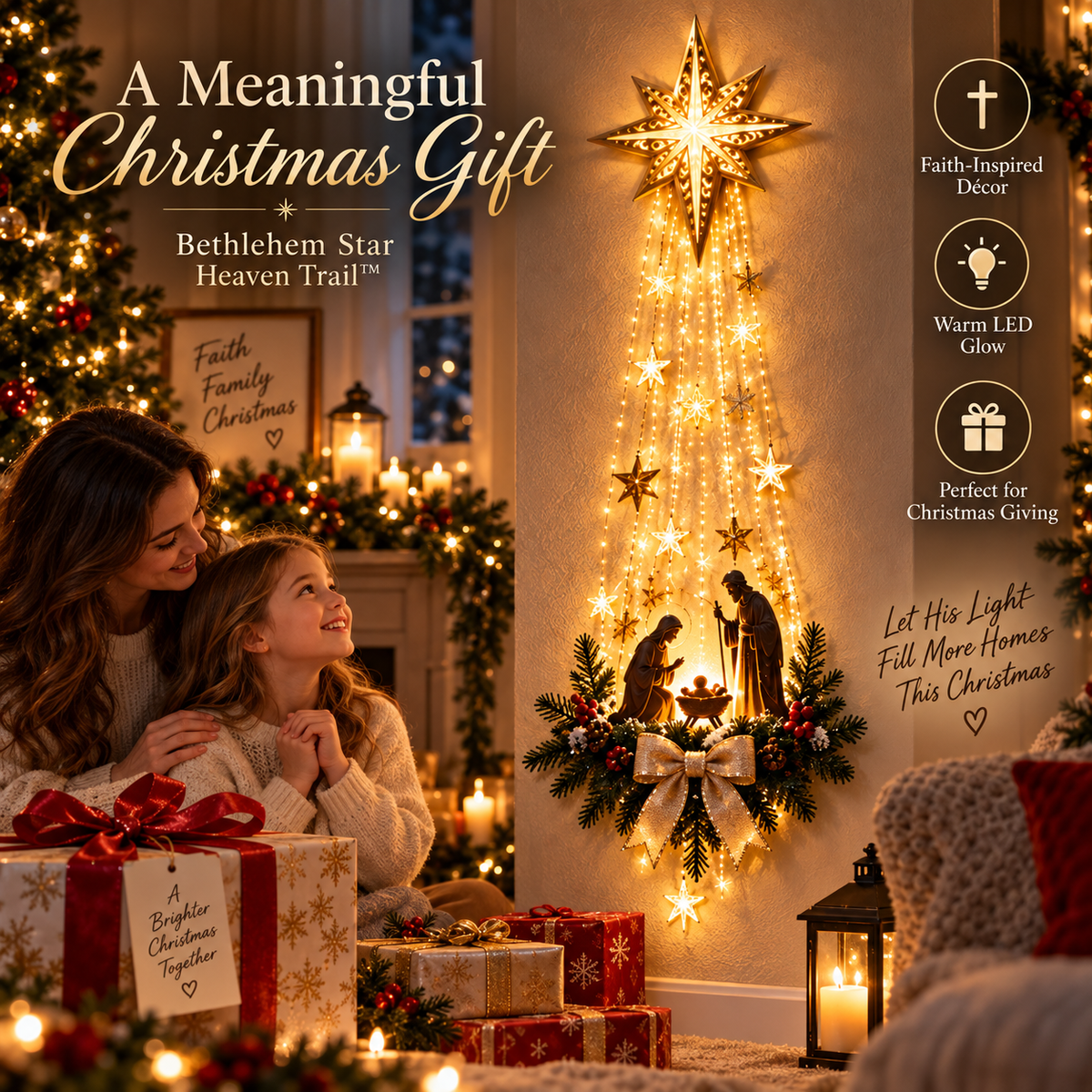 🔥Buy 2 Get 20% OFF🔥✝️ Bethlehem Star of Faith – Lighted Nativity Wall Decor✝️✝️
