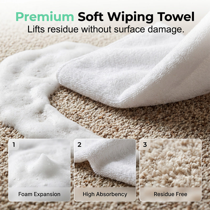 Waterless Carpet Foam Stain Remover with Towel